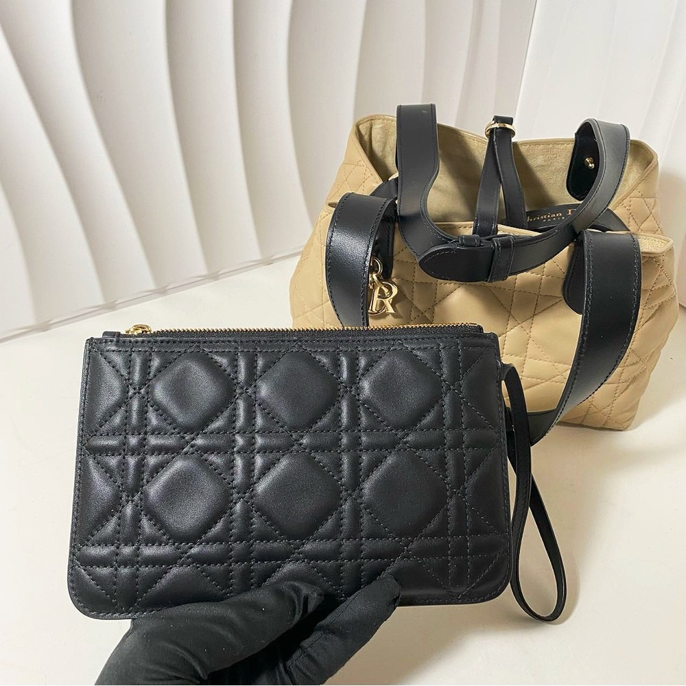Dior Toujours Cannage Quilted Leather Tote Bag Beige & Black - Picture 2 of 14